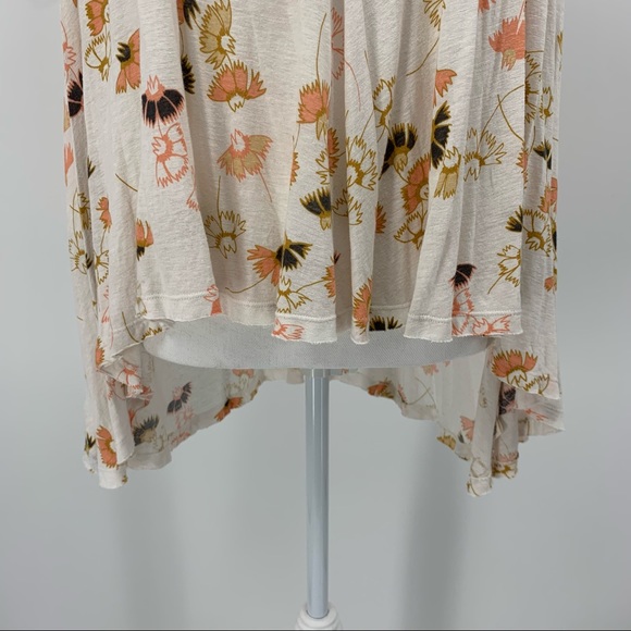 Free People Love Potion Floral and Lace Tie Neck Slit Up Back Tank Top SZ Large - Picture 4 of 12